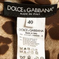 Pre Owned Dolce & Gabbana Brown Leopard Print Silk Tie-Up Halter Neck Top S