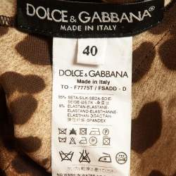 Pre Owned Dolce & Gabbana Brown Leopard Print Silk Tie-Up Halter Neck Top S