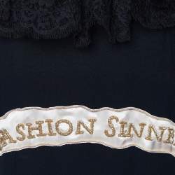 Pre Owned Dolce & Gabbana Black Crepe & Lace Fashion Sinner Embellished Midi Dress L