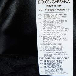 Pre Owned Dolce & Gabbana Black Crepe & Lace Fashion Sinner Embellished Midi Dress L