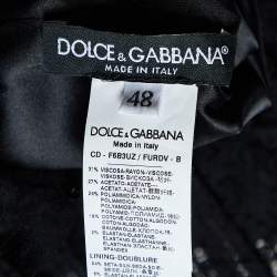 Pre Owned Dolce & Gabbana Black Crepe & Lace Fashion Sinner Embellished Midi Dress L