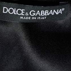 Pre Owned Dolce & Gabbana Black Scared Heart Print Silk Lace Trim Midi Dress XL