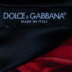 Pre Owned Dolce & Gabbana Black Rose Print Silk Sheath Dress XL