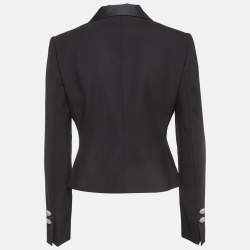 Dolce & Gabbana Black Gabardine Embellished Button Double Breasted Blazer M