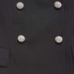 Dolce & Gabbana Black Gabardine Embellished Button Double Breasted Blazer M