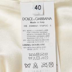 مملوكة مسبقًا Dolce & Gabbana Off White Tassel Trim Shearling Poncho S