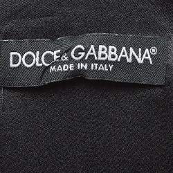 Pre Owned Dolce & Gabbana Navy Blue Floral & Key Print Crepe Midi Dress L