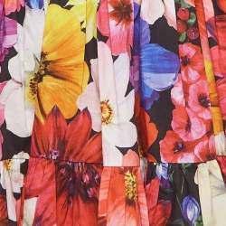 Dolce & Gabbana Multicolor Floral Printed Cotton Poplin Short Skirt S