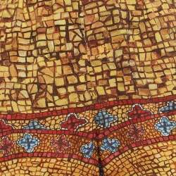 Pre Owned Dolce & Gabbana Yellow Print Crepe Trousers M