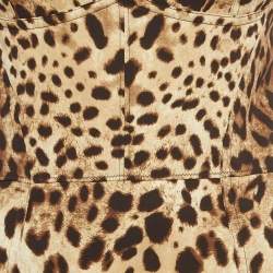 Pre Owned Dolce & Gabbana Brown Leopard Print Silk Blend Corset Strappy Mini Dress M