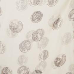 Pre Owned Dolce & Gabbana Cream Coin Print Silk Semi Sheer Kaftan Dress S