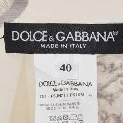 Pre Owned Dolce & Gabbana Cream Coin Print Silk Semi Sheer Kaftan Dress S