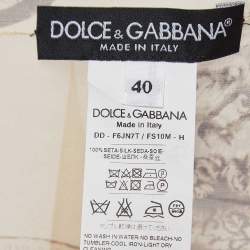 Pre Owned Dolce & Gabbana Cream Coin Print Silk Semi Sheer Kaftan Dress S