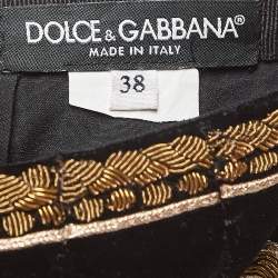 Dolce & Gabbana Black Embroidered Velvet Mini Skirt S