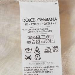 Pre Owned Dolce & Gabbana Floral Print Linen Short Sleeve Top M