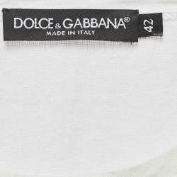 Pre Owned Dolce & Gabbana Floral Print Linen Short Sleeve Top M