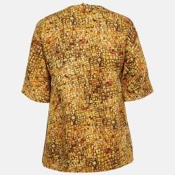 Pre Owned Dolce & Gabbana Yellow Embroidered Mosaic Print Wool Blouse S