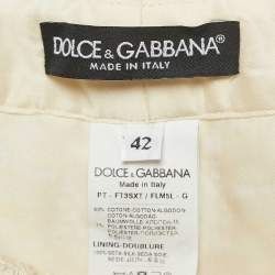 Pre Owned Dolce & Gabbana Cream Floral Lace Trousers M