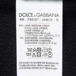Pre Owned Dolce & Gabbana Black Patterned Wool Blend Sweater L