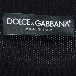 Pre Owned Dolce & Gabbana Black Patterned Wool Blend Sweater L