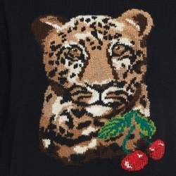 Pre Owned Dolce & Gabbana Black Patterned Wool Blend Sweater L