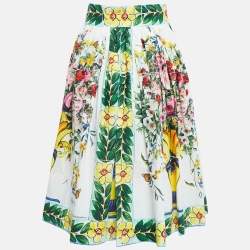 Pre Owned Dolce & Gabbana Multicolor Printed Cotton Flared Skirt S