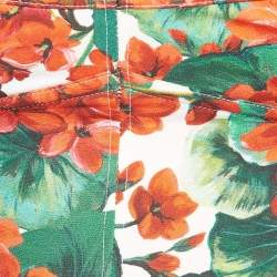 Pre Owned Dolce & Gabbana Red Floral Print Crepe Sleeveless Corset Crop Top XS
