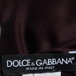 Pre Owned Dolce & Gabbana Deep Maroon Floral Key Print Silk Sheer Blouse S