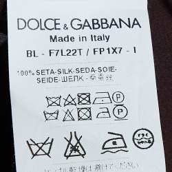 Pre Owned Dolce & Gabbana Deep Maroon Floral Key Print Silk Sheer Blouse S
