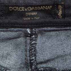 Pre Owned Dolce & Gabbana Navy Blue Ripped Jeans Pretty Fit Jeans M Waist 32"