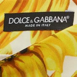 Pre Owned Dolce & Gabbana Yellow Sunflower Print Silk High Rise Midi Skirt S