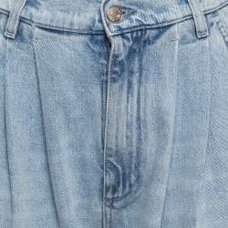 Pre Owned Dolce & Gabbana Light Blue Ripped Denim Pleated Jeans M Waist 28"