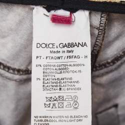 Pre Owned Dolce & Gabbana Brown Leopard Print Cotton Skinny Trousers XS