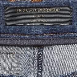 Pre Owned Dolce & Gabbana Dark Blue Denim Wide Leg Jeans XS Waist 22"