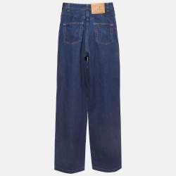 Pre Owned Dolce & Gabbana Dark Blue Denim Wide Leg Jeans XS Waist 22"