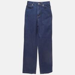 Pre Owned Dolce & Gabbana Dark Blue Denim Wide Leg Jeans XS Waist 22"