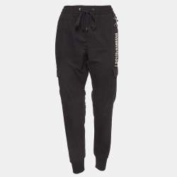 Pre Owned Dolce & Gabbana Black Cotton Cargo Drawstring Jog Pants L