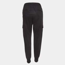 Pre Owned Dolce & Gabbana Black Cotton Cargo Drawstring Jog Pants L