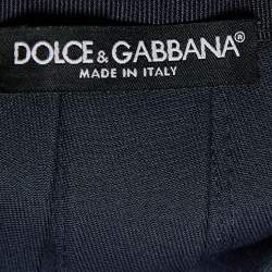 Pre Owned Dolce & Gabbana Navy Blue Cotton Sequined Skirt M