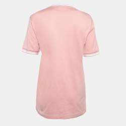 Pre Owned Dolce & Gabbana Pink Crown Print Cotton Knit Crew Neck T-Shirt L