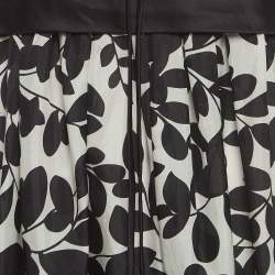 Pre Owned Dolce & Gabbana Monochrome Leaf Print Silk Ruffled Top M