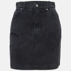 Pre Owned Dolce & Gabbana Grey Ripped Denim Mini Skirt S