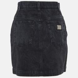 Pre Owned Dolce & Gabbana Grey Ripped Denim Mini Skirt S