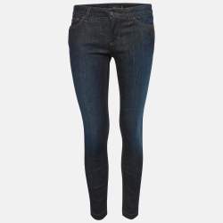 Pre Owned Dolce & Gabbana Pretty Navy Washed Denim Skinny Jeans S Waist 28"