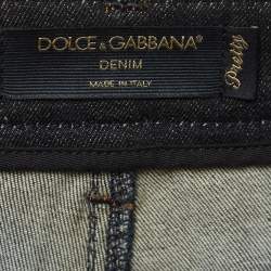 Pre Owned Dolce & Gabbana Pretty Navy Washed Denim Skinny Jeans S Waist 28"