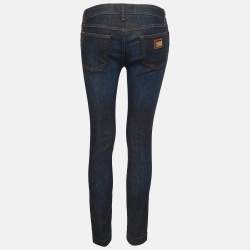 Pre Owned Dolce & Gabbana Pretty Navy Washed Denim Skinny Jeans S Waist 28"