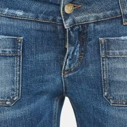 Pre Owned Dolce & Gabbana Blue Washed Denim Distressed Jeans S Waist 28"