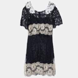 Pre Owned Dolce & Gabbana Black Floral Lace Mini Dress L