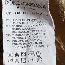 Pre Owned Dolce & Gabbana Beige Floral Print Linen & Lace Sleeveless Dress M