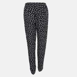 Pre Owned Dolce & Gabbana Monochrome Polka Dot Silk Pants M